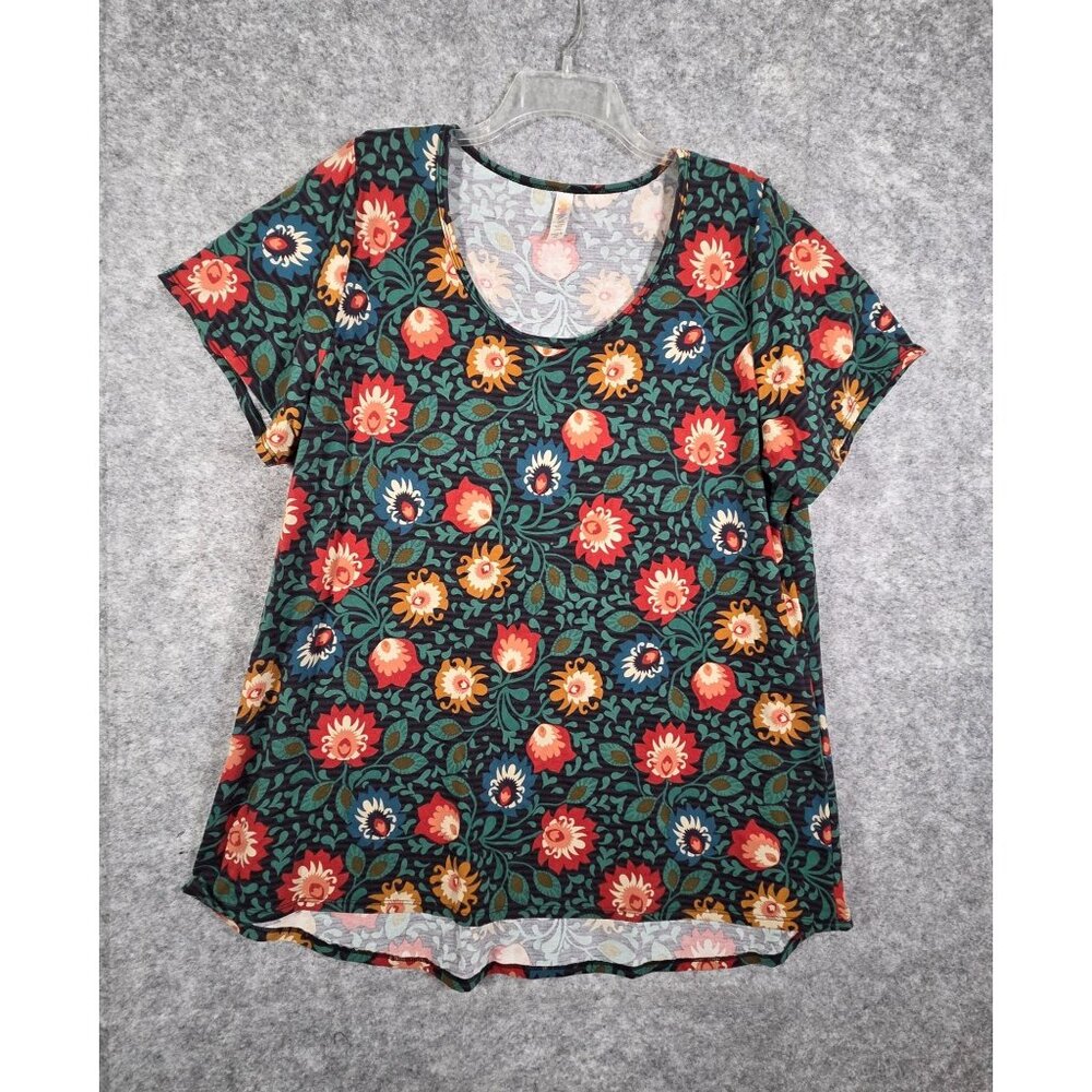 LulaRoe Women's Short Sleeve Knit Pullover Top Multi Color Floral Size 3X